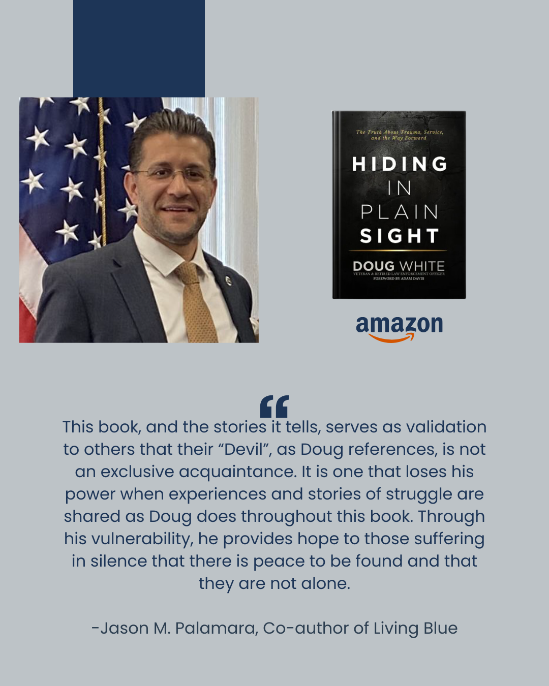 Jason Palamara author of Living Blue endorsing Hiding in Plain Sight.