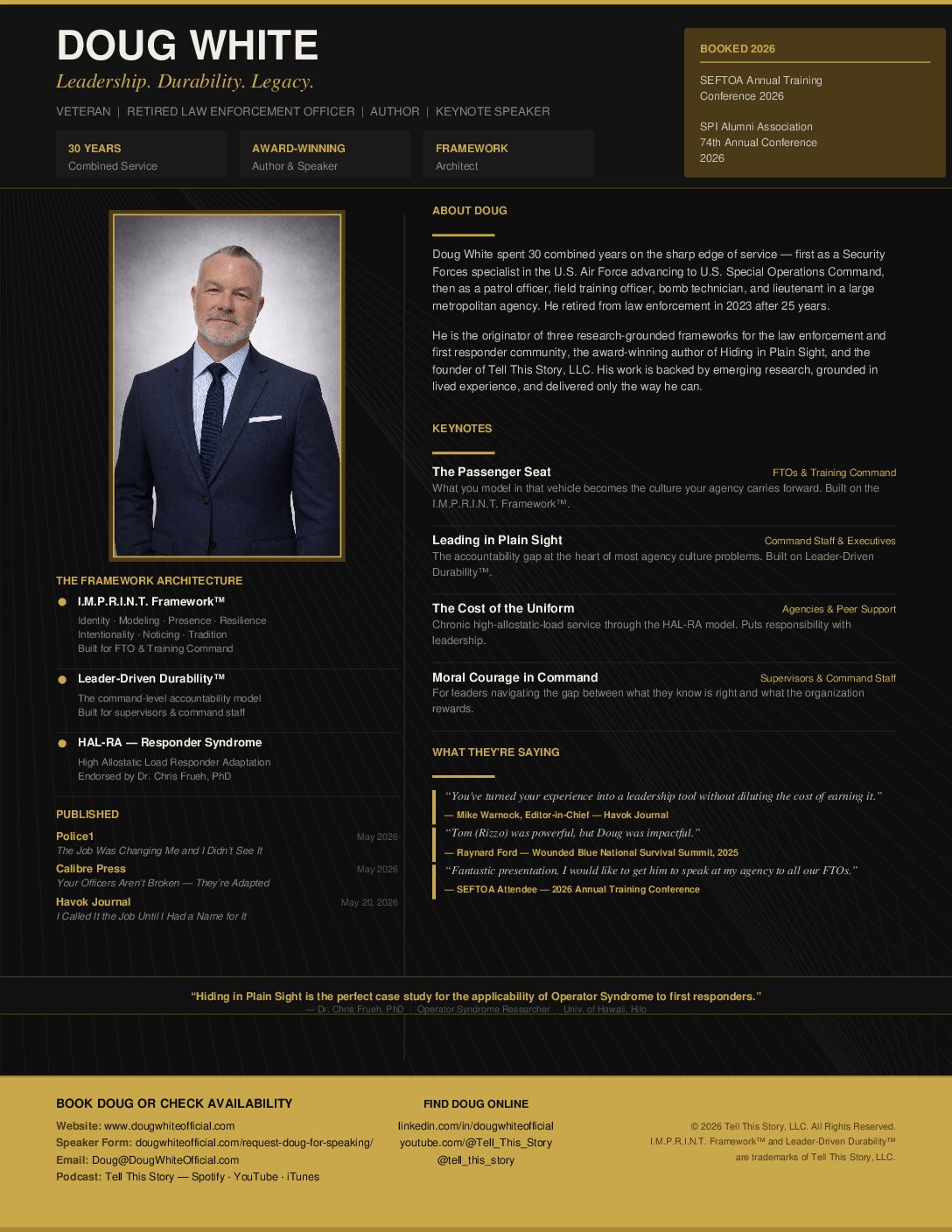 Doug White Speaker One Page